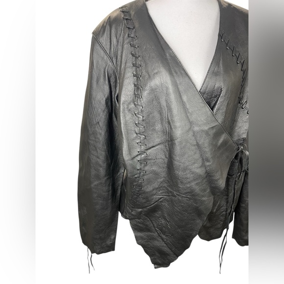 NWT Women’s Rare Vintage Y2K Harley Davidson Asymmetric Black Leather Jacket XL - Picture 3 of 15